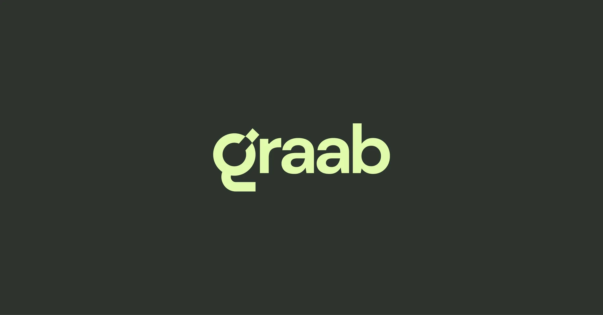 Graab logo in light green on a dark green background
