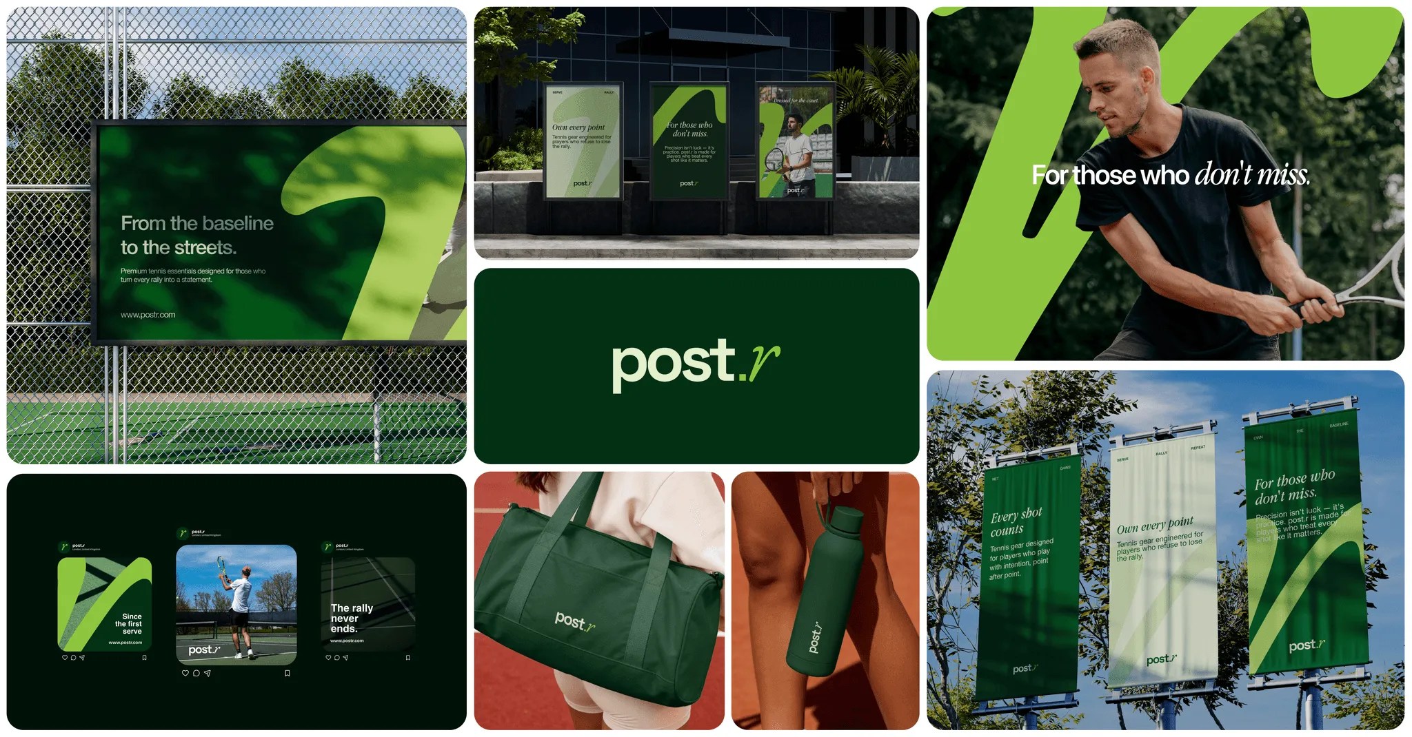 Collage of post.r brand applications