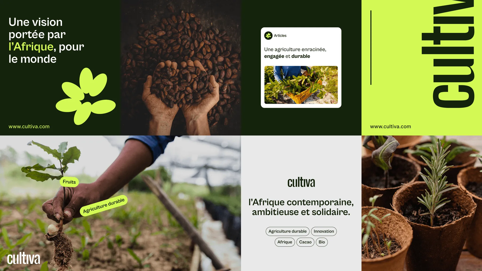Collage of Cultiva posters and social media