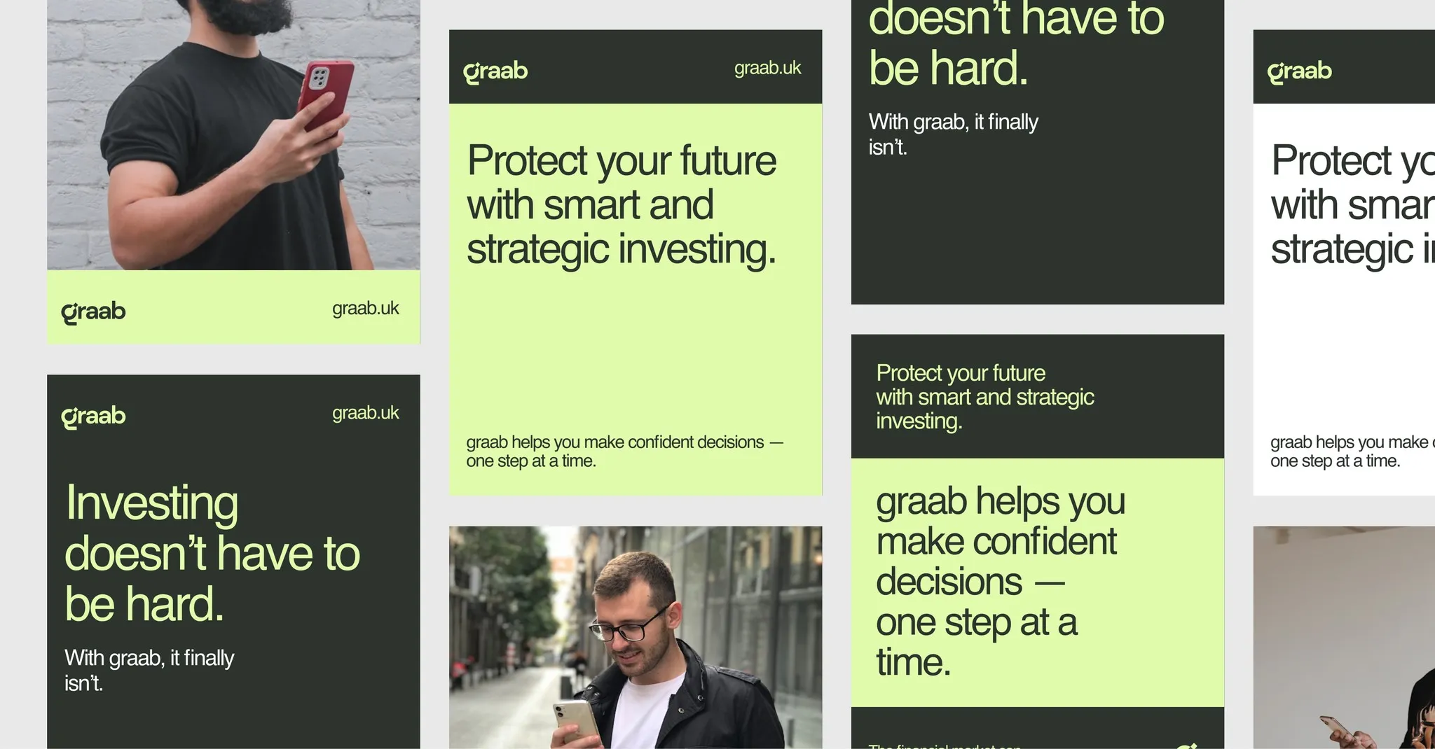 Grid of Graab social media posts