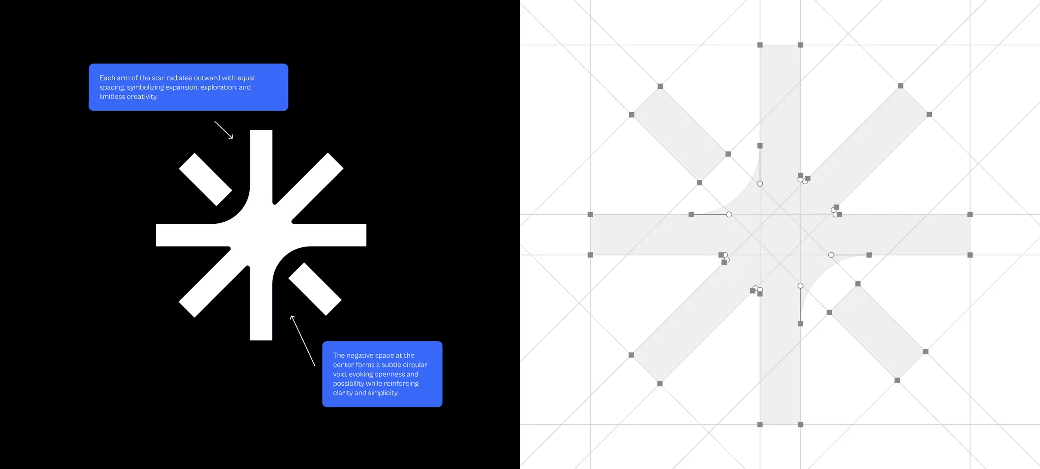 Apollo Studio asterisk symbol and its construction grid