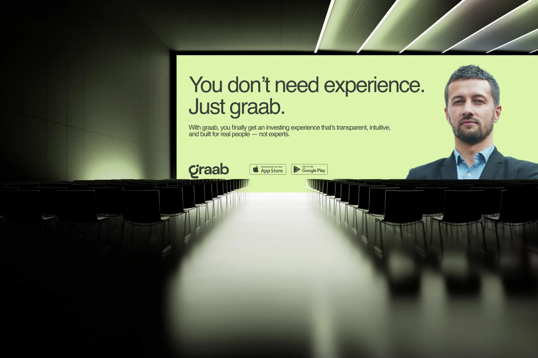 Graab poster reading "You don't need experience. Just graab."