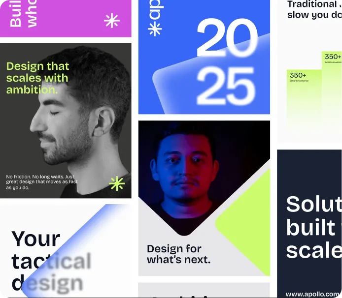Grid of Apollo social media post designs