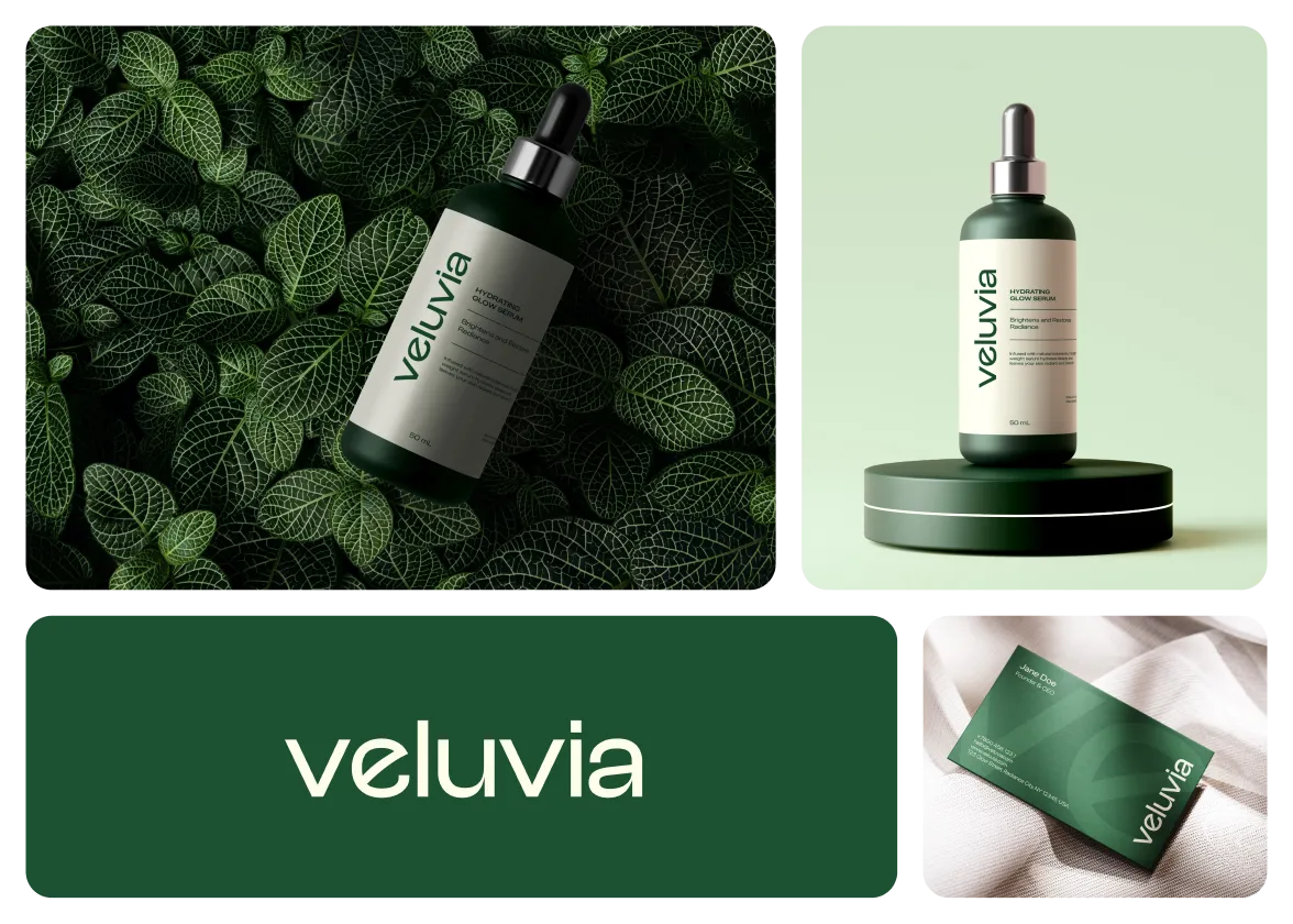 Veluvia brand identity by Logomint