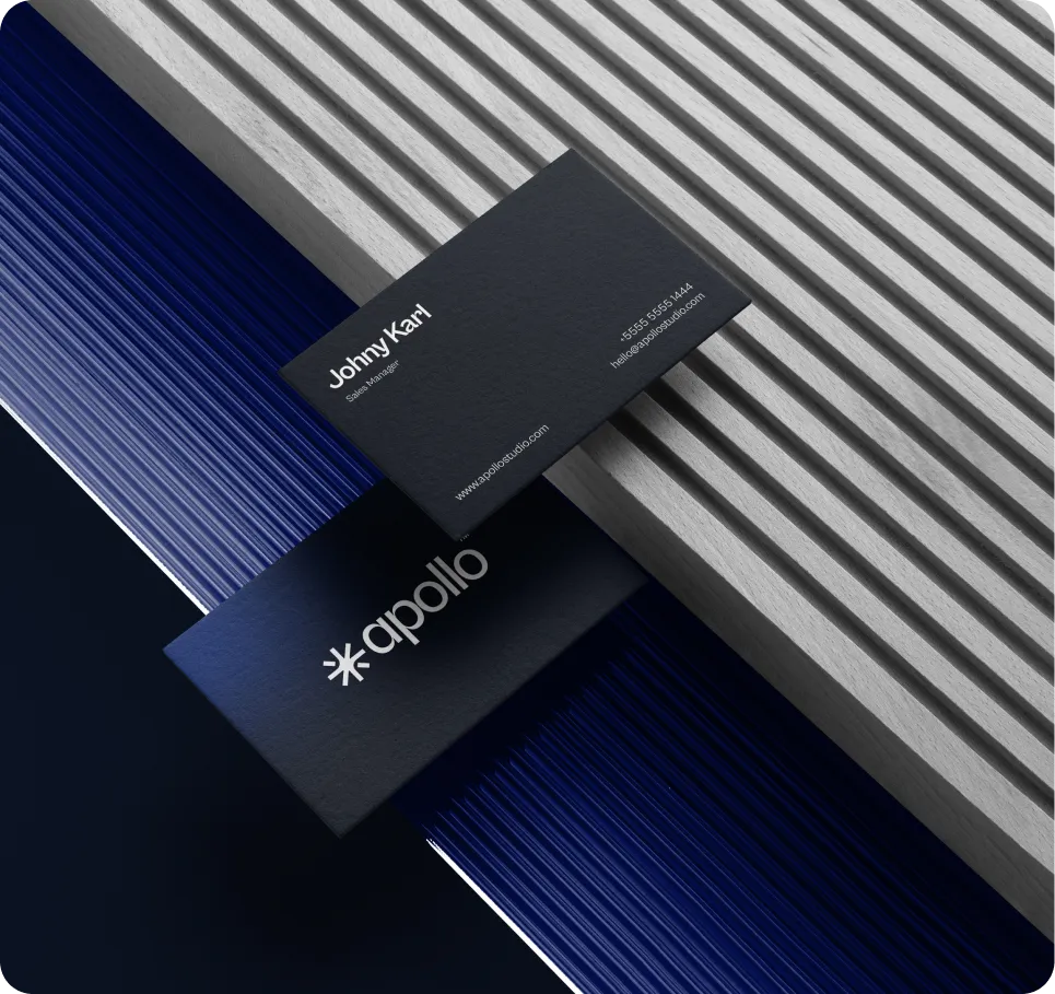 Apollo Studio business cards, brand identity by Logomint