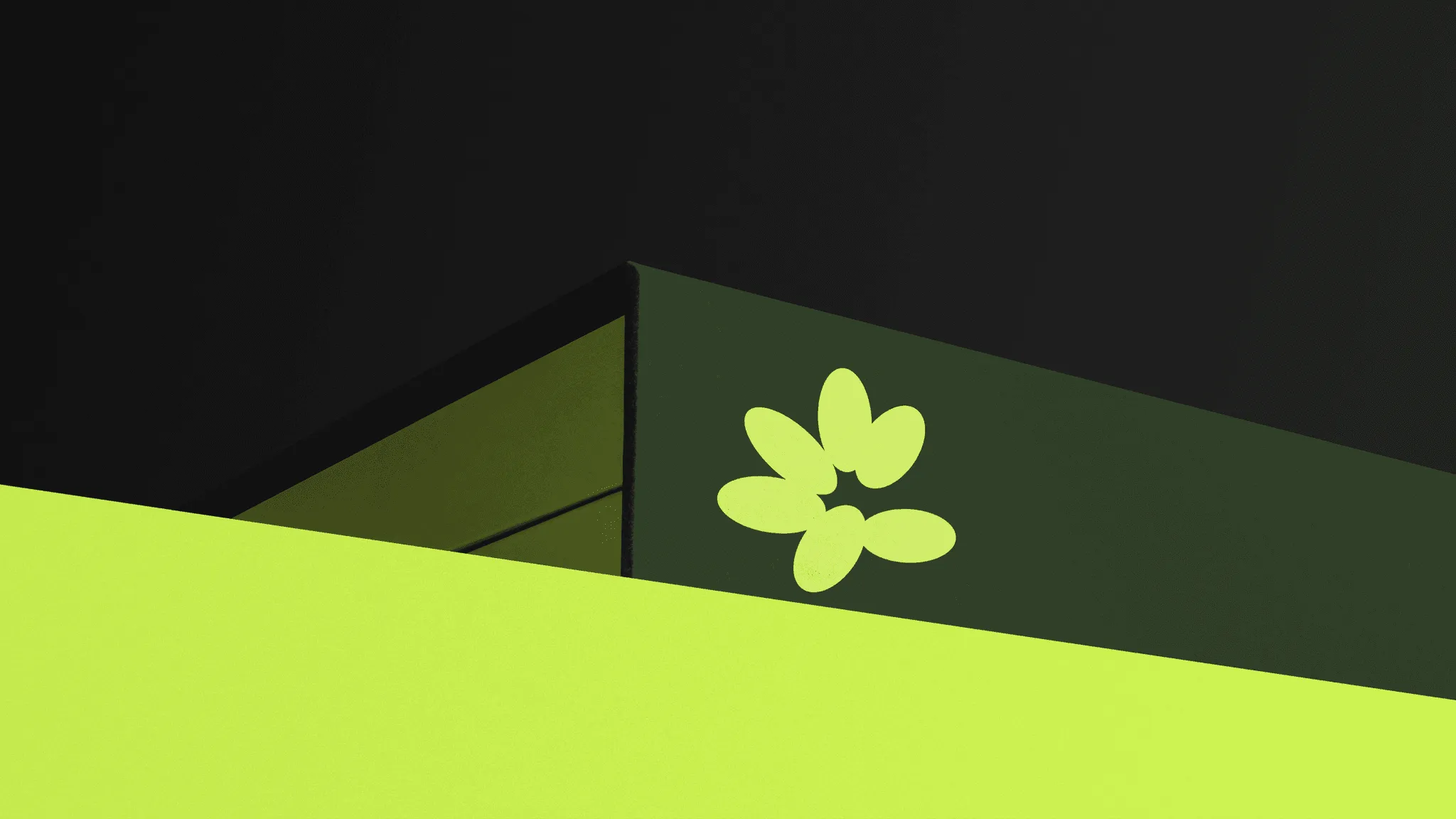 Green Cultiva leaf symbol on a building wall