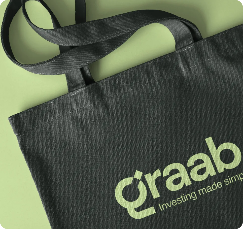 Graab Investment tote bag with the Graab logo, brand identity by Logomint