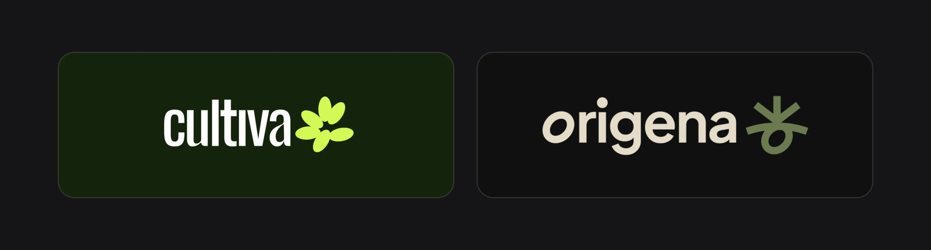 Two logos designed by Logomint: Cultiva and Origena