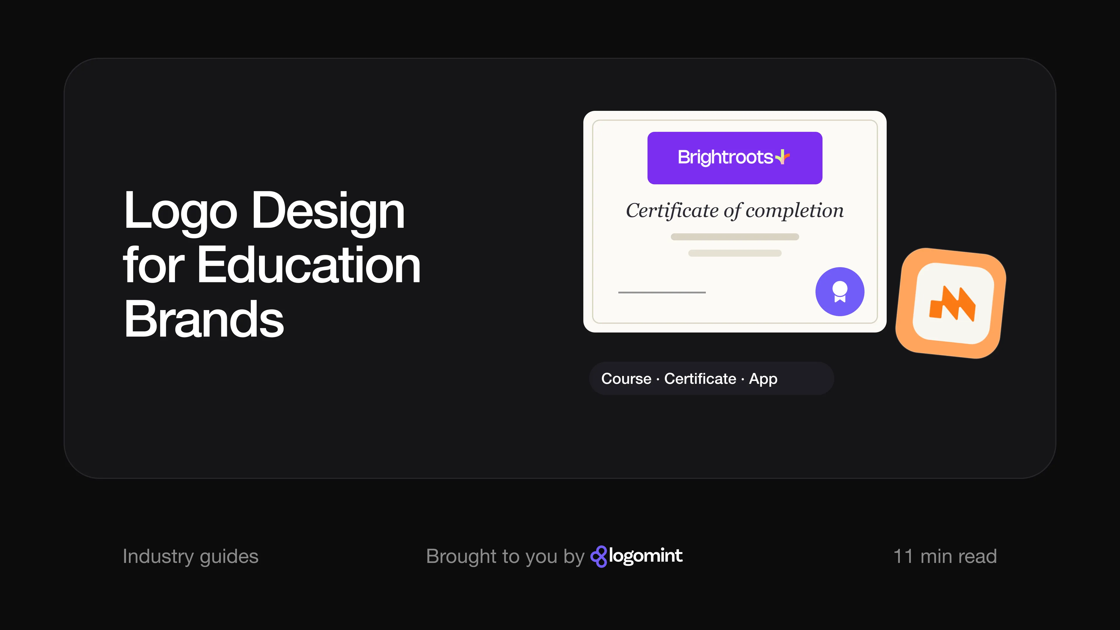 Cover with the title "Logo design for education brands"