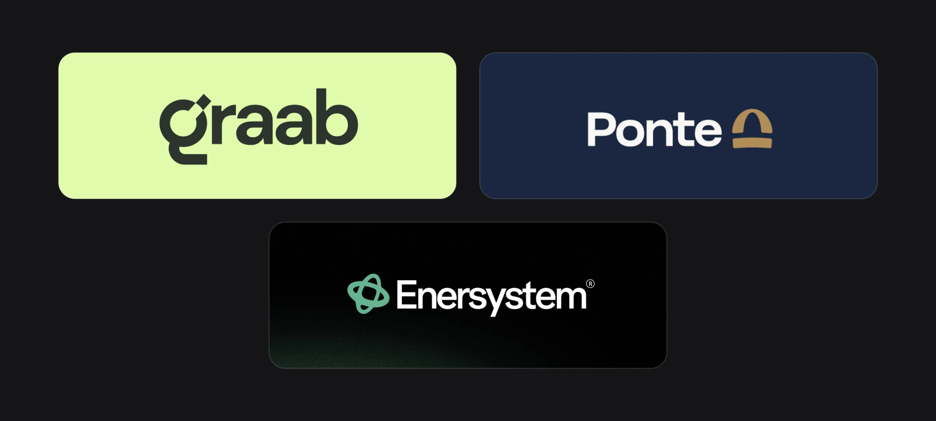 Three logos designed by Logomint: Graab, Ponte and Enersystem