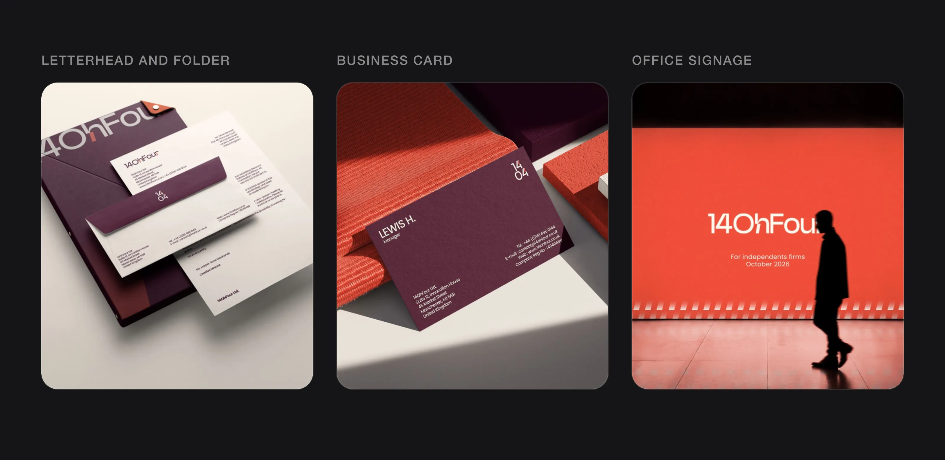 14OhFour stationery, business card and illuminated office wall