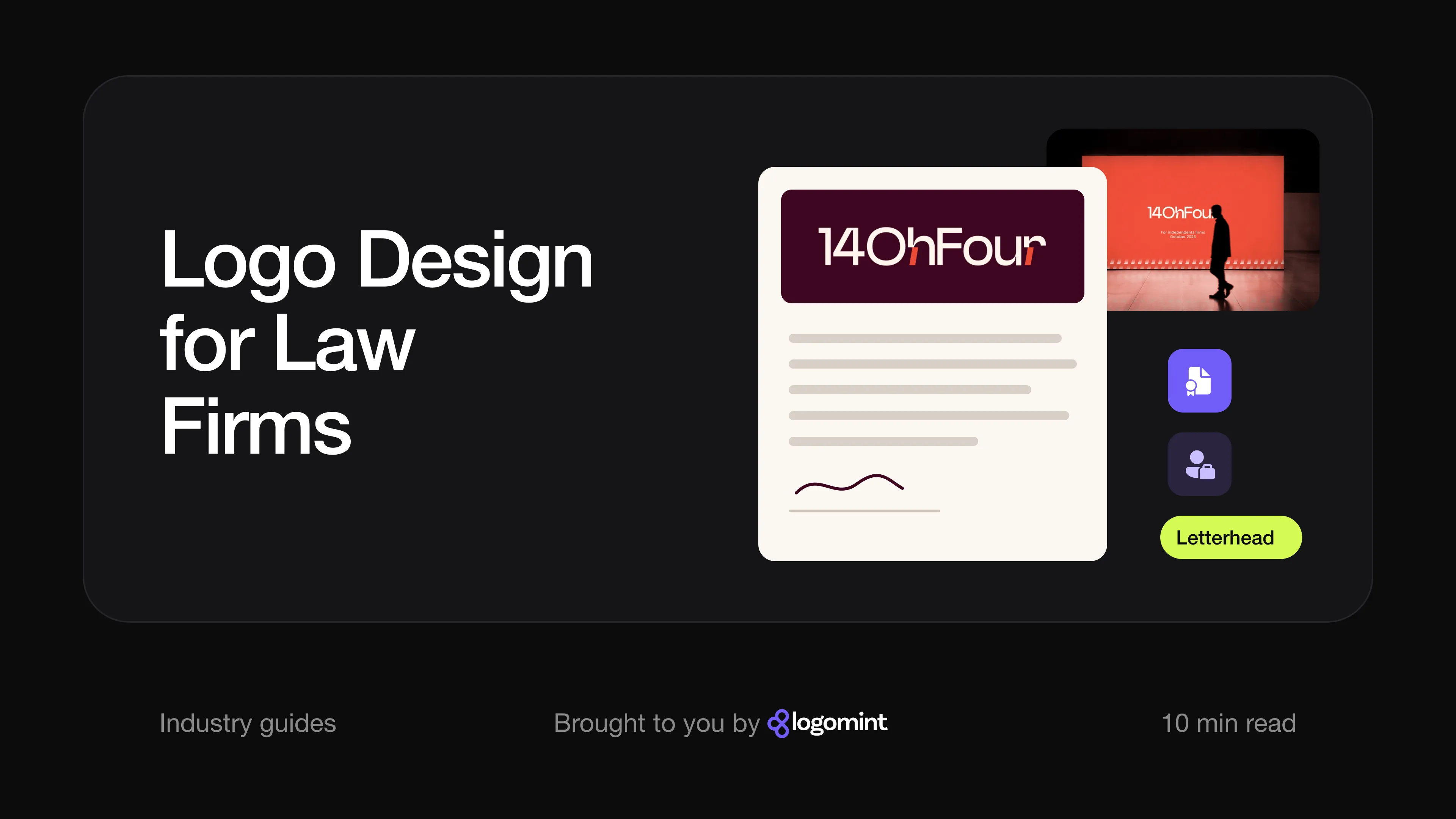 Cover with the title "Logo design for law firms"