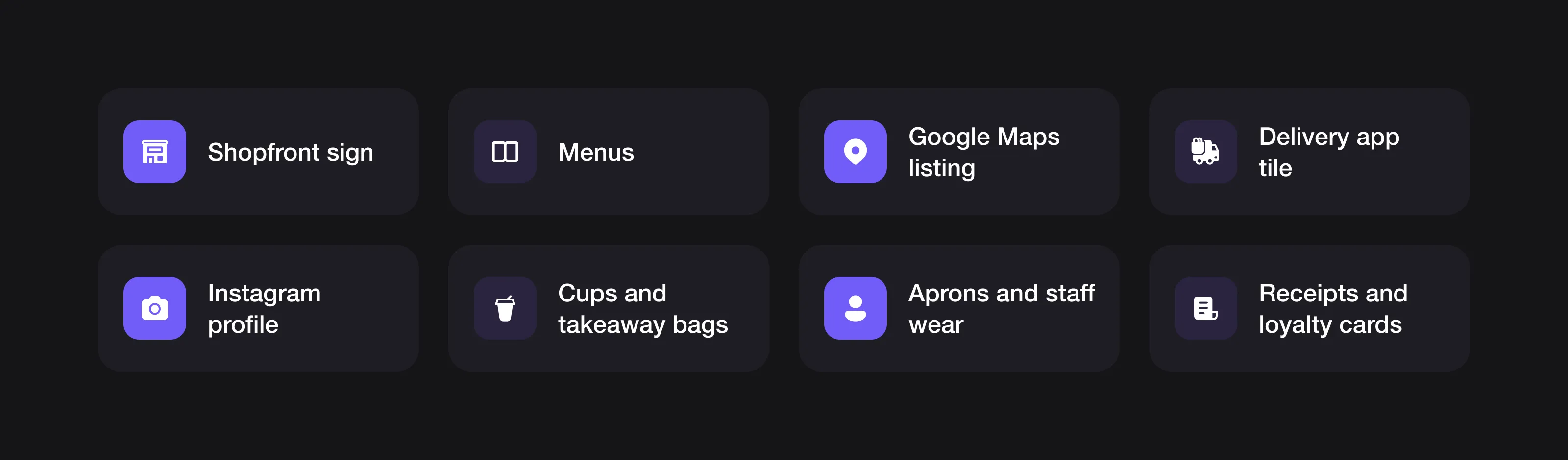 Eight places a restaurant logo lives: shopfront sign, menus, Google Maps listing, delivery app tile, Instagram profile, cups and takeaway bags, aprons and staff wear, receipts and loyalty cards