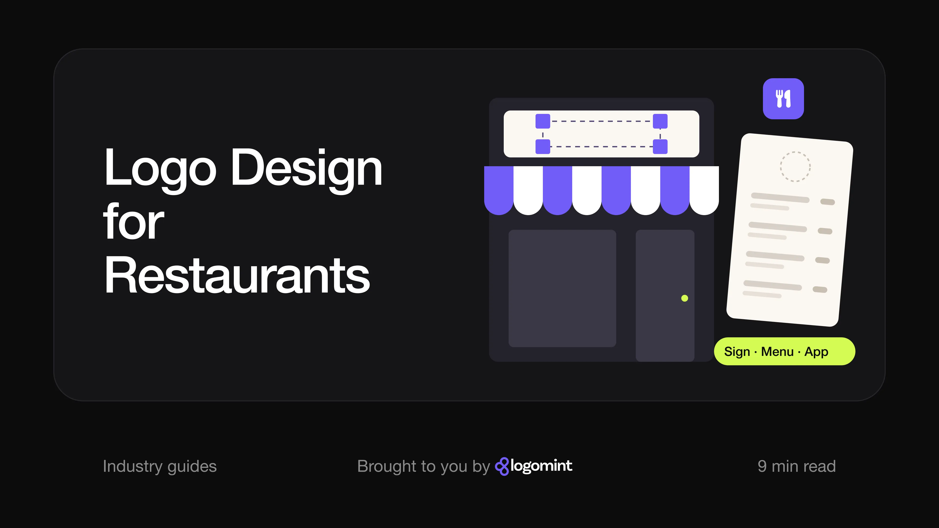 Cover with the title "Logo design for restaurants"