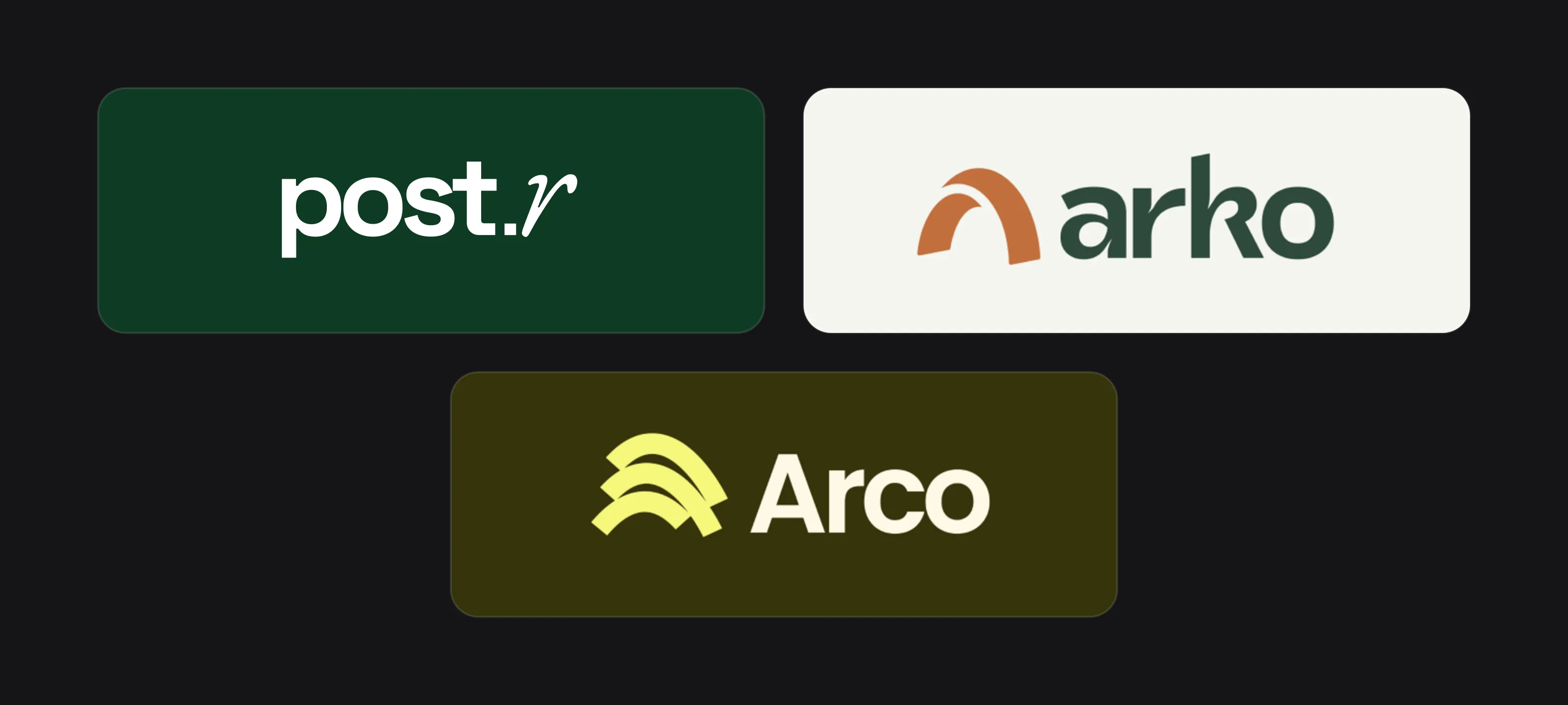 Three sports and outdoor logos designed by Logomint: post.r, arko and Arco