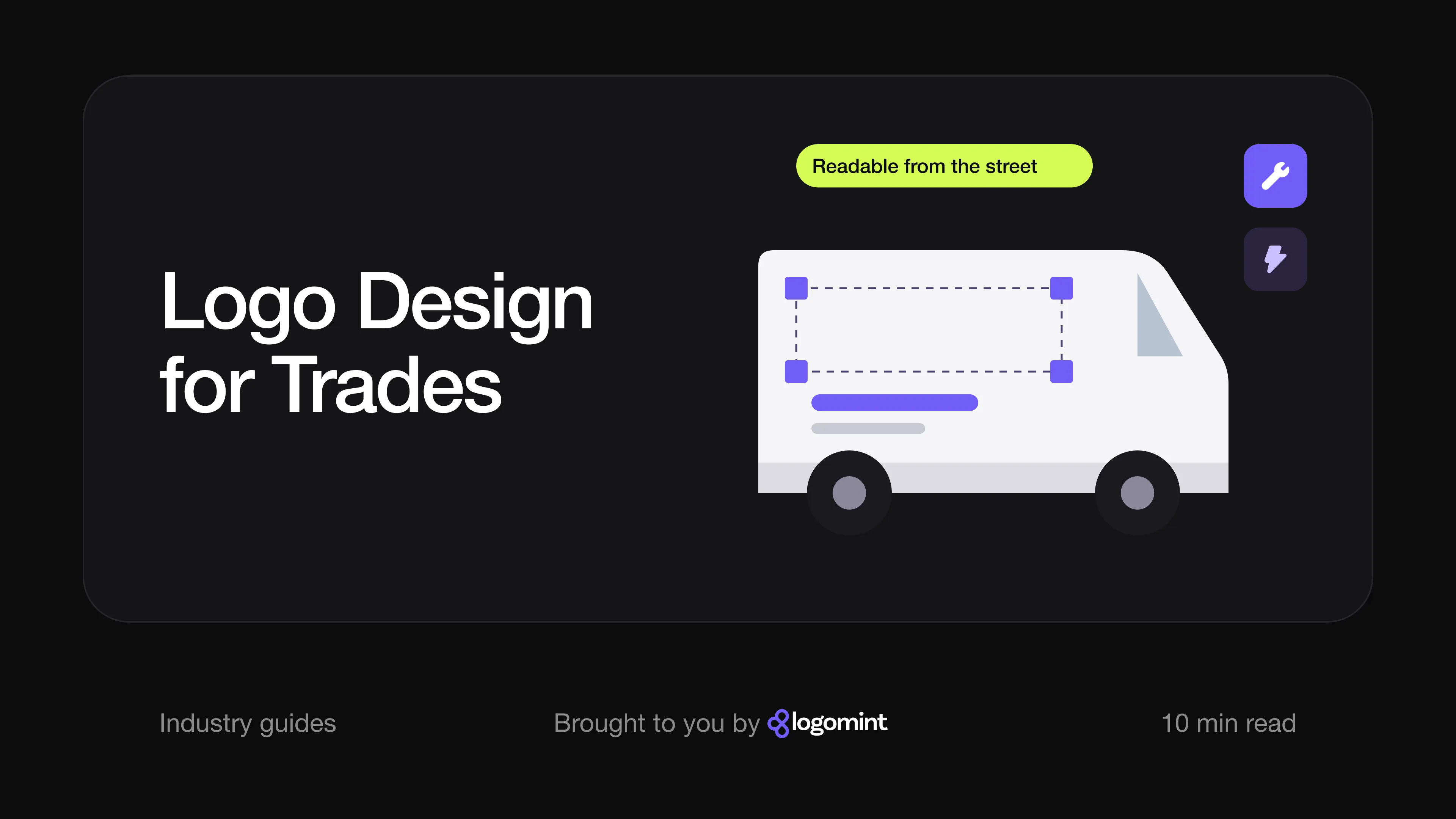 Cover with the title "Logo design for trades"