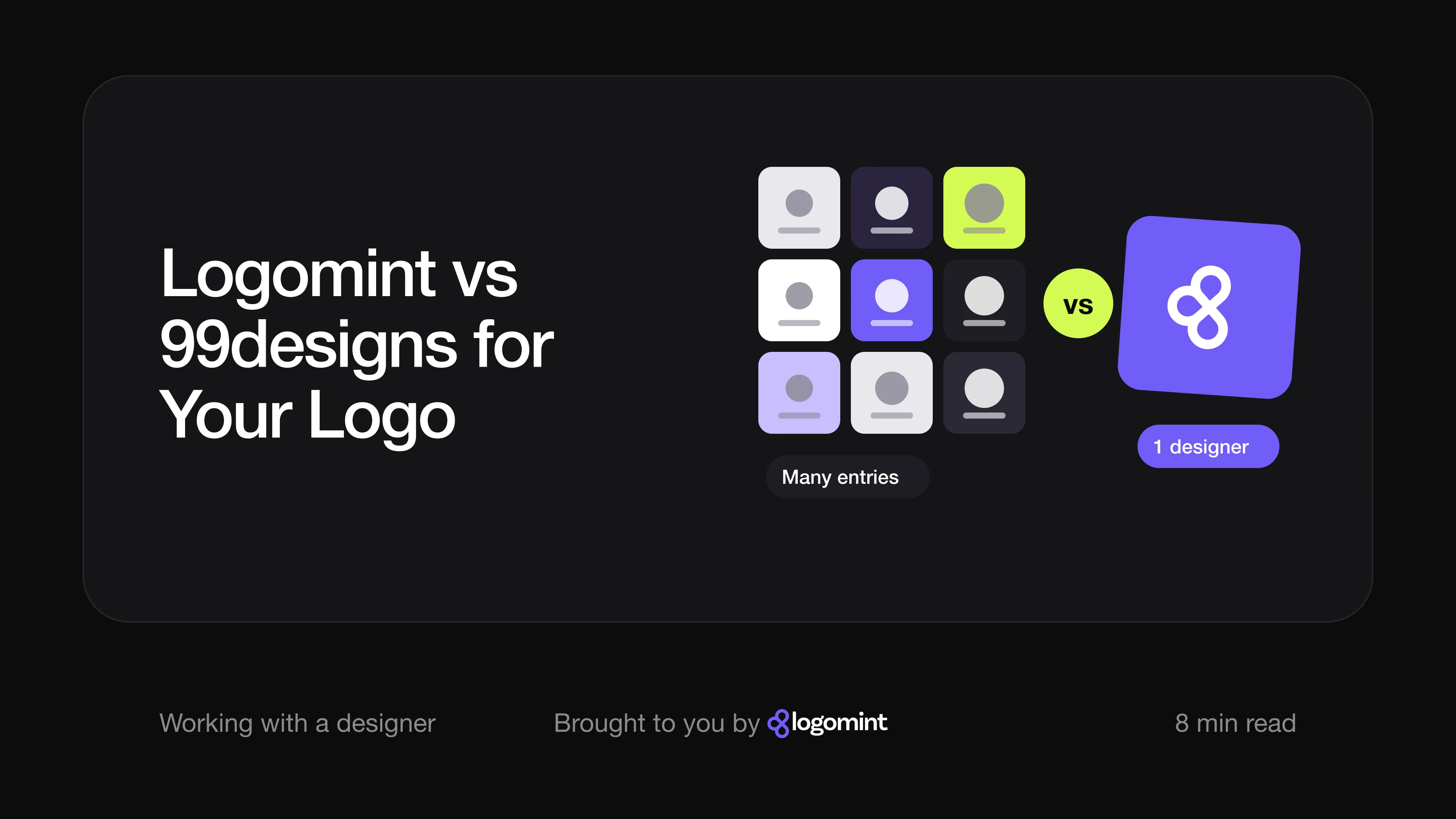 Cover with the title "Logomint vs 99designs for your logo"