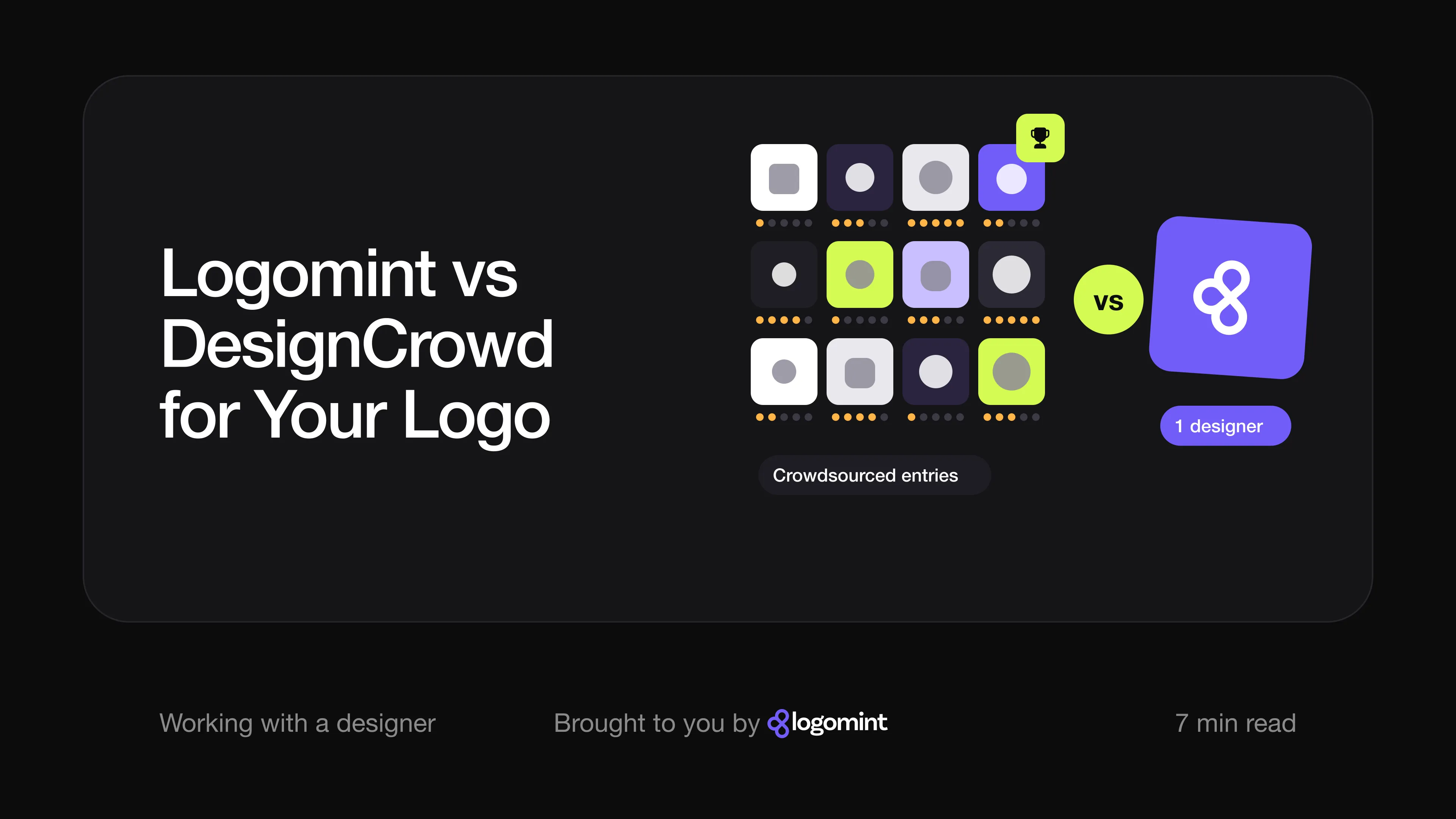 Cover with the title "Logomint vs DesignCrowd for your logo"