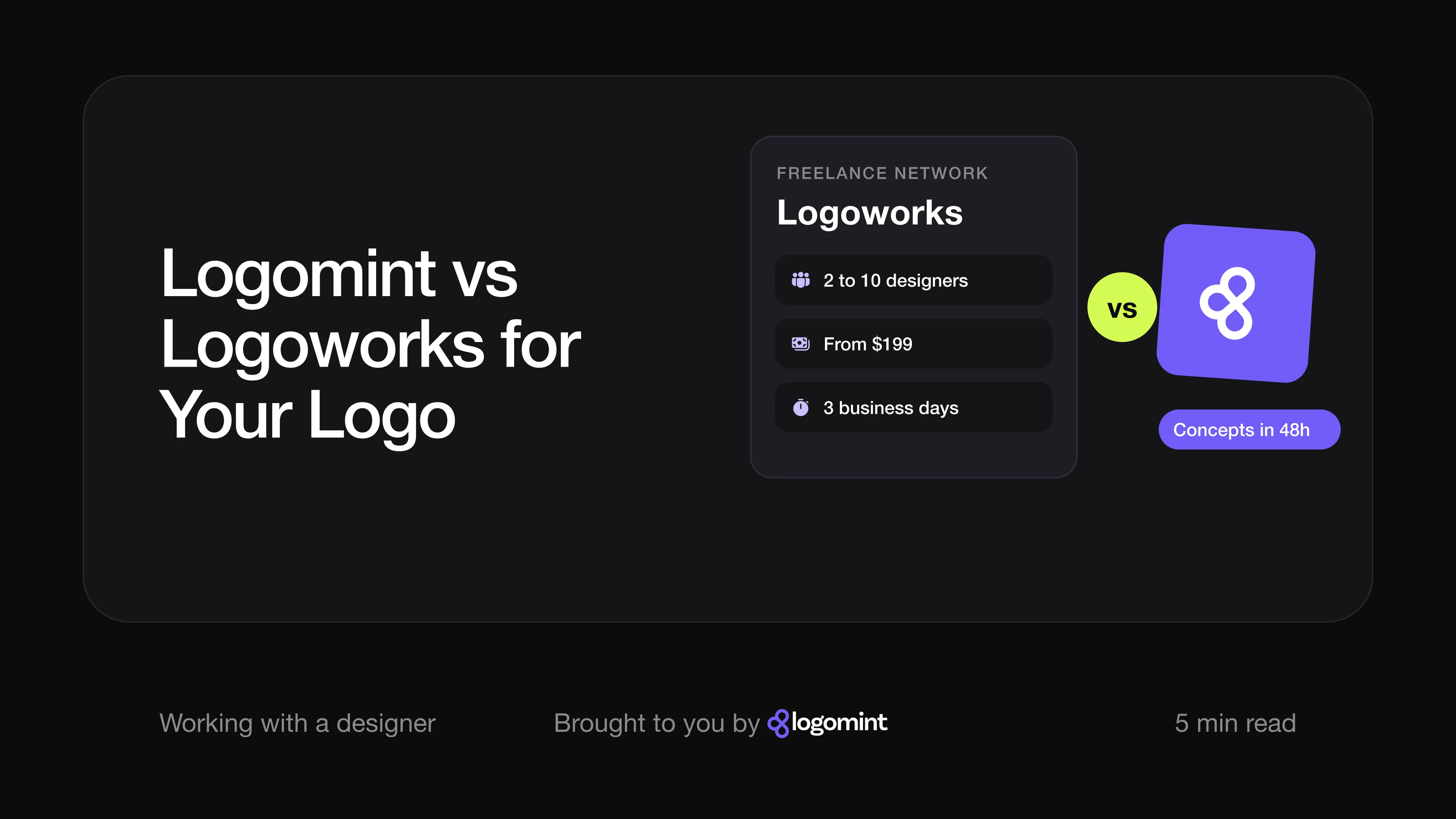 Cover with the title "Logomint vs Logoworks for your logo"