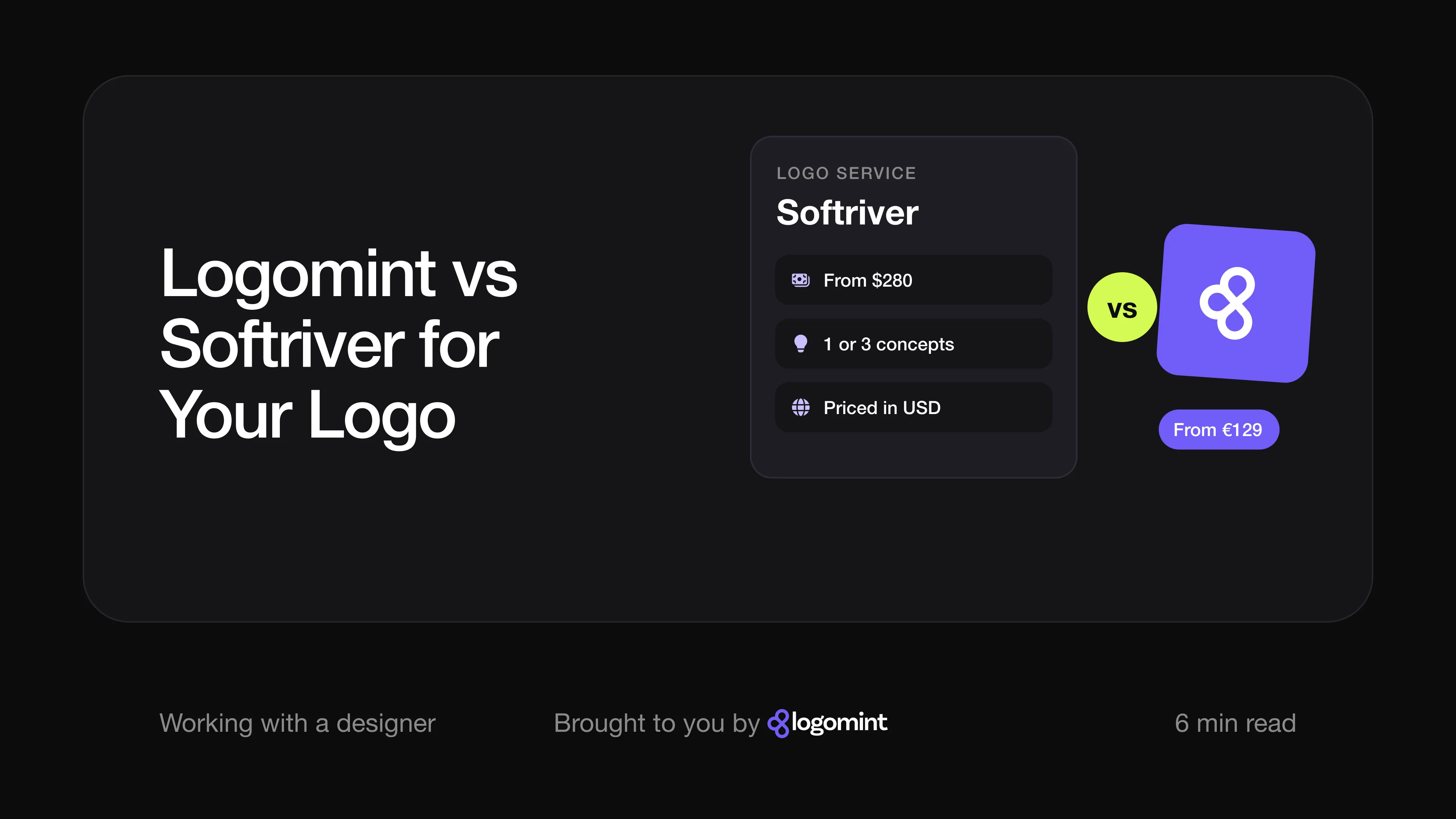 Cover with the title "Logomint vs Softriver for your logo"
