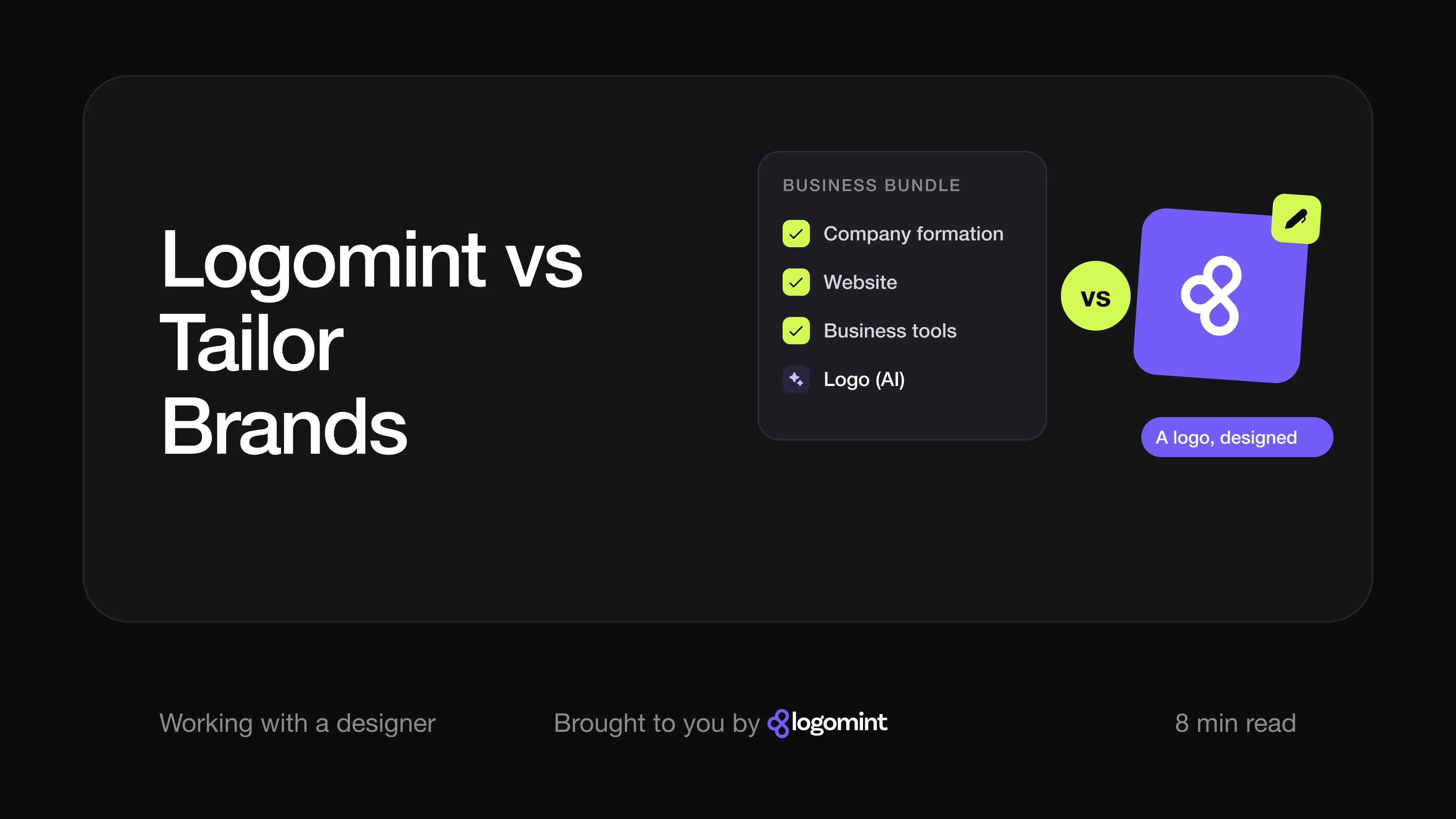 Cover with the title "Logomint vs Tailor Brands"
