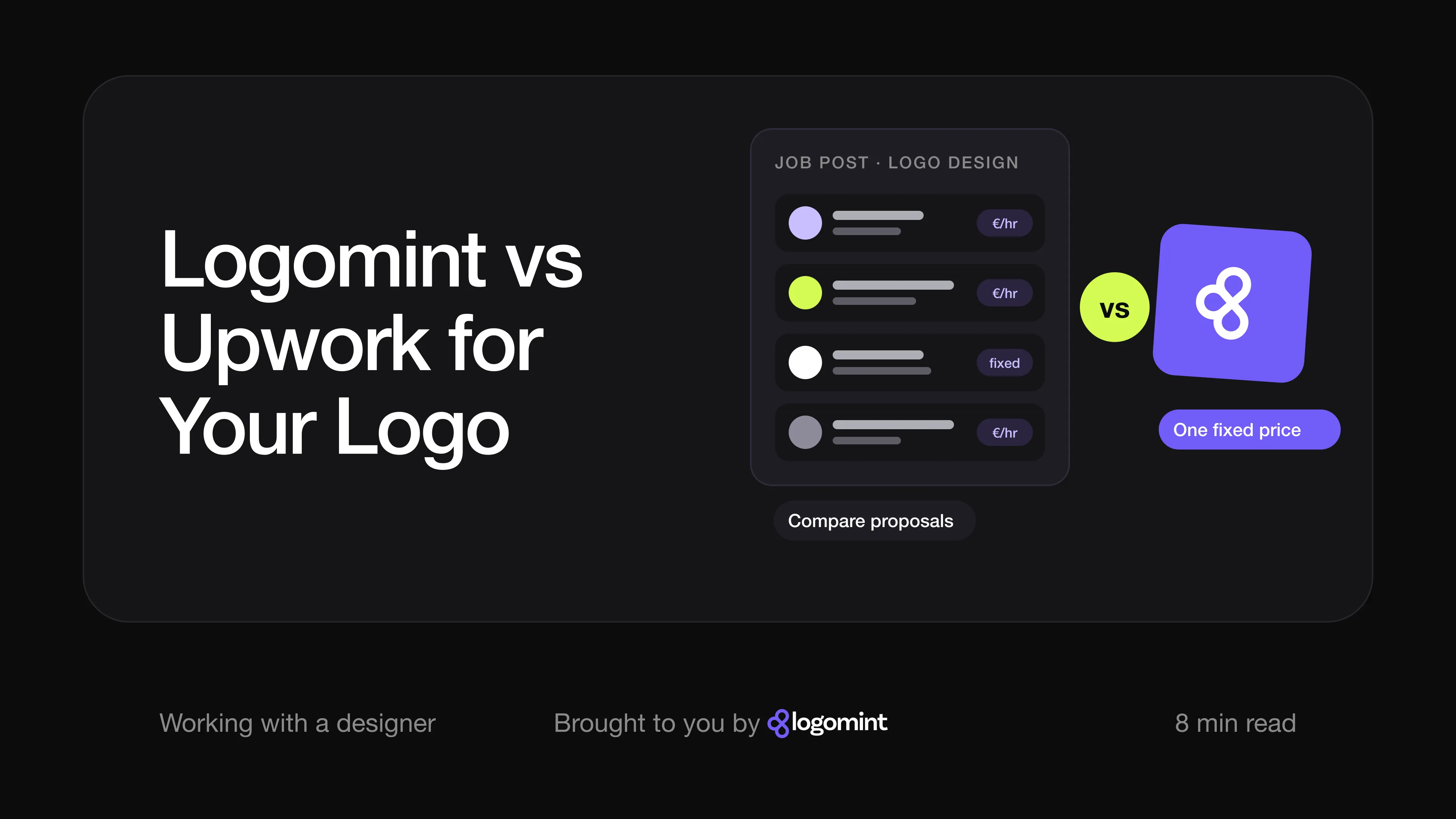 Cover with the title "Logomint vs Upwork for your logo"